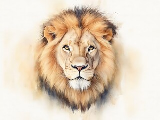 Majestic Lion Portrait for Watercolor Style.