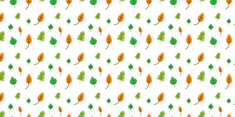 Seamless Autumn and Spring Leaf Pattern on White Background. nature pattern. nature background.