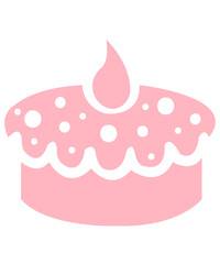 Birthday cake clip art design on plain white transparent isolated background for card, shirt, hoodie, sweatshirt, apparel, tag, mug, icon, poster or badge
