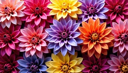 Intricate dahlia blooms in vibrant hues, forming a repeating floral pattern , bloom, dahlia, textile