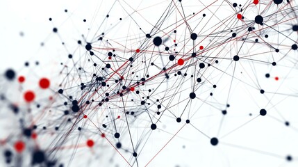 Abstract network of connected nodes and lines.