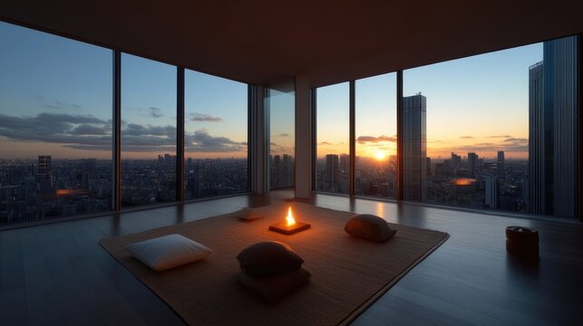Modern Zen space with city views.  