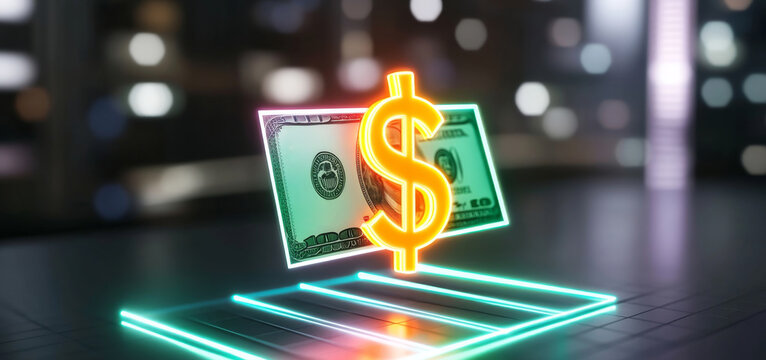 A glowing dollar symbol overlays a detailed banknote, symbolizing the connection between financial growth and trust in assets. This representation highlights modern portfolio management concepts.