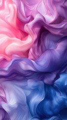 Fototapeta premium Fluid colors blend harmoniously to create an abstract textile art piece displaying shades of pink, purple, and blue