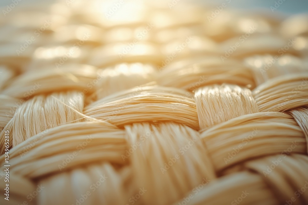 Aufkleber textured close-up of a natural woven mat capturing the warm sunlight in a cozy setting filled with e
