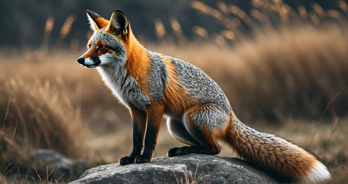 A unique, wild island fox looking for sustenance.