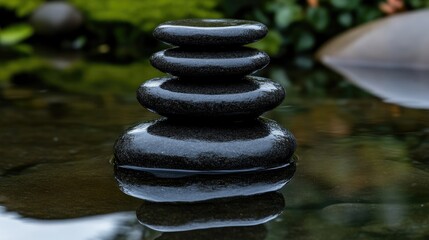 Zen stones balanced on water (1)