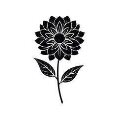 black and white flower silhouette with white background