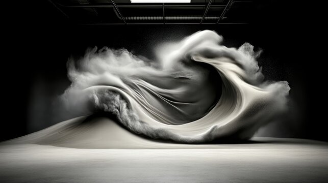 Abstract Sand Sculpture.  A dynamic, flowing form sculpted from airborne sand.  A powerful, dramatic visual