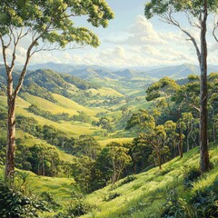 Naklejka premium Lush Valley Landscape