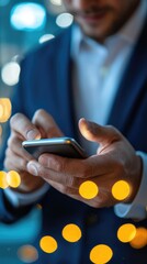 KYC Verification Process Urban Setting Mobile Interaction Night Scene Close-Up View Digital Security Concepts