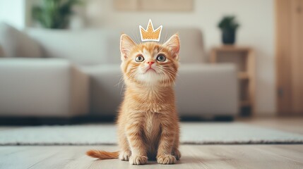 Naklejka premium Cute Kitten Home Crown.