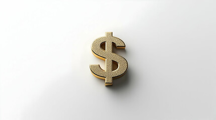 Gold Dollar Symbol On White Background