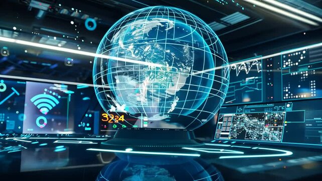 Digitale vernetzte Welt mit leuchtenden Linien und WLAN-Symbol