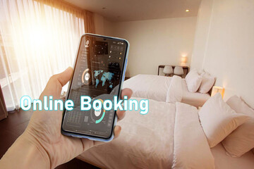 Online hotel booking concept, advance booking