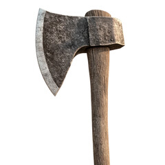 Detailed Axe with Wooden Handle with Transparent Background