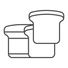 Baked bread with slice thin line icon, wheat product concept. Vector graphics. Bread with slice piece, bakery sign on white background, outline style icon for mobile or web design.