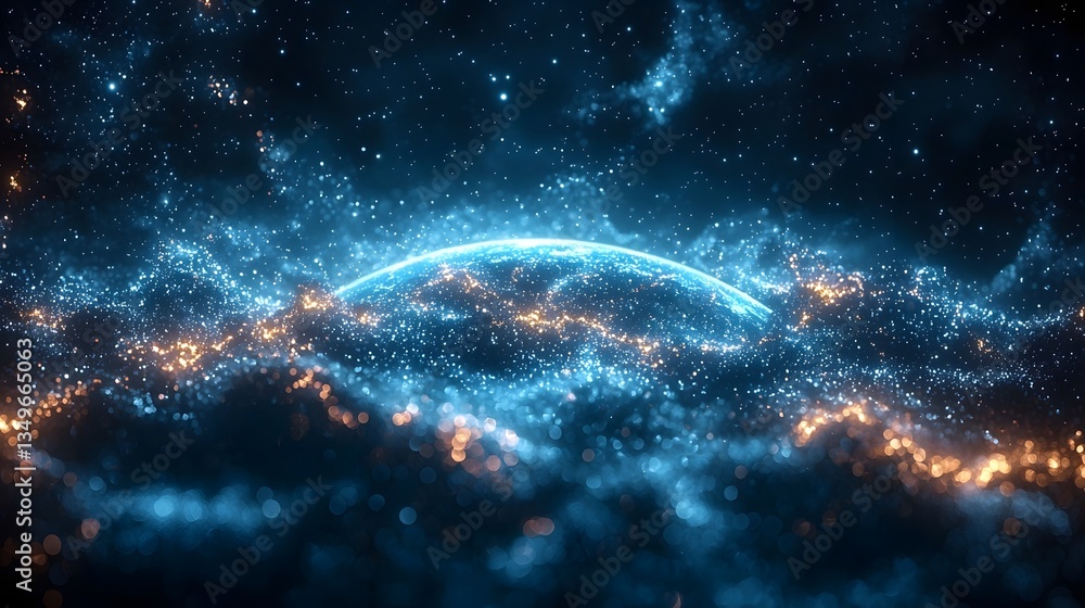 Aufkleber glowing global network symbolizing for a shared future