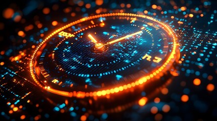 Digital clock displaying time rewinding symbolizing commitment to the future