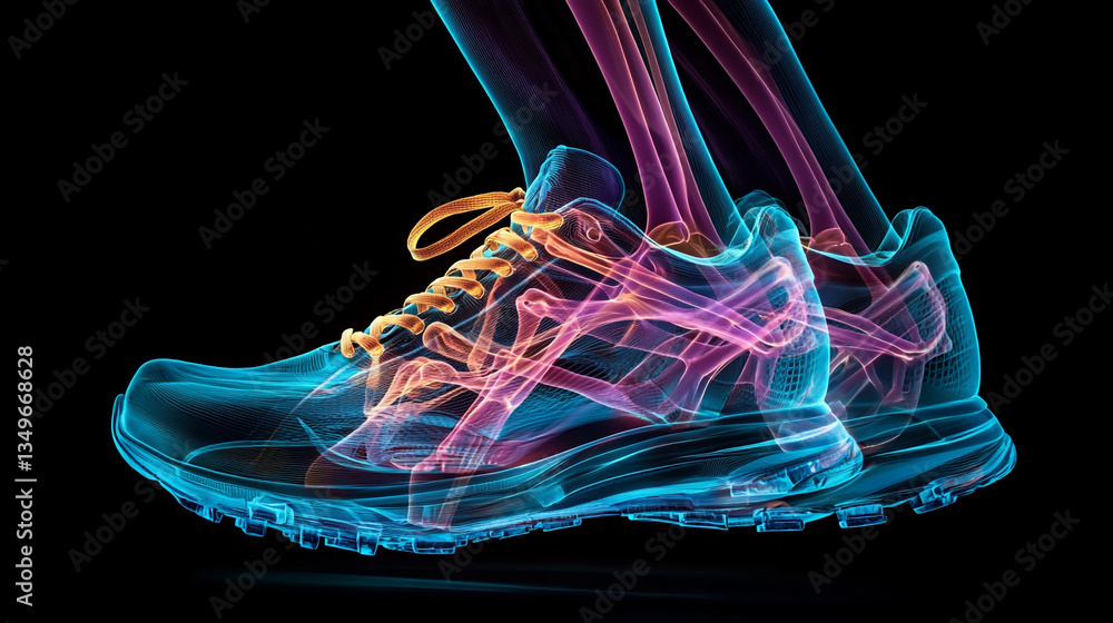 Poster 3d-image of an x-ray view showing the internal structure of a shoe.