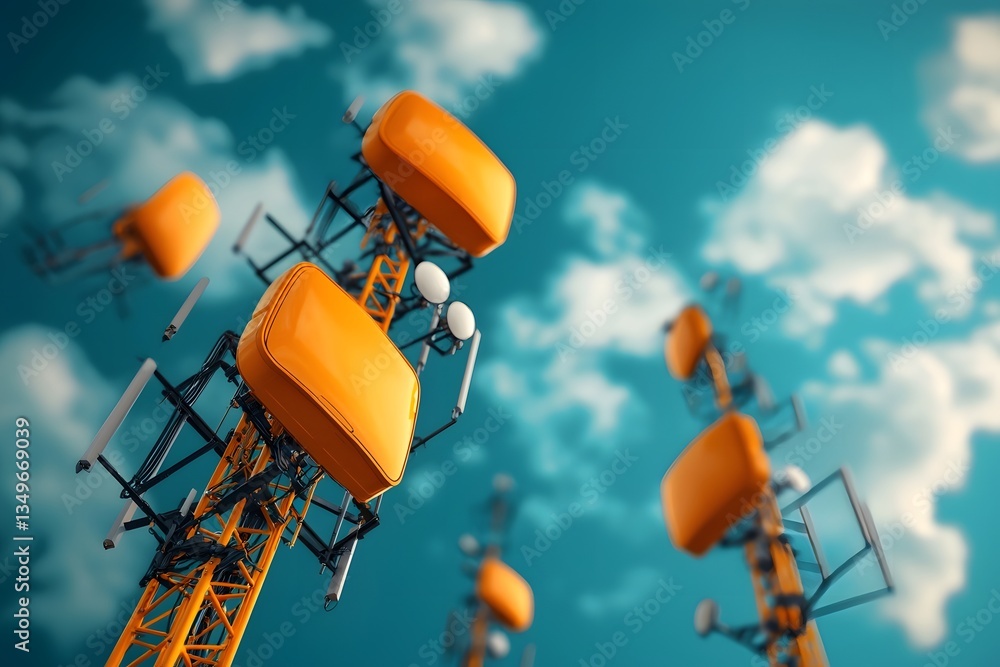 Poster cutting edge antenna array system capturing and transmitting wireless signals featuring intricate me