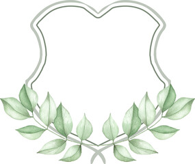 Fototapeta premium Minimalist Floral Crest with Green Leaves