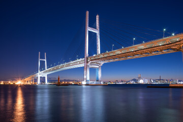 Yokohama Bay Bridge at night, Yokohama, Kanagawa Prefecture, Japan