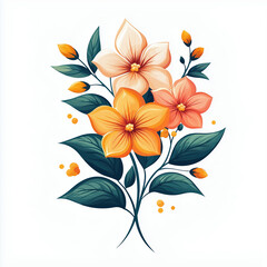 Creative Floral Illustration: Abstract Botanical Art Featuring Colorful Petals in a Vintage Watercolor Design