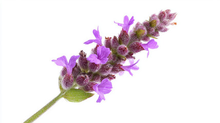 Naklejka premium Purple flowering plant with delicate petals and green leaves, showcasing nature beauty and vibrant colors