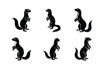 ferret standing on hind legs vector silhouette
