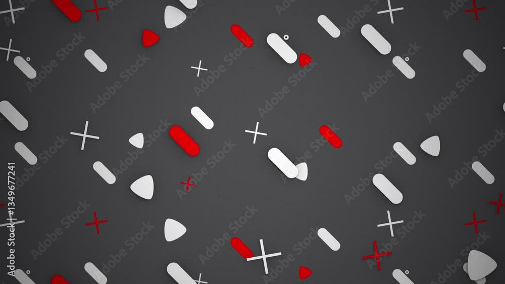 Poster animated geometric shapes in motion: abstract minimalist design loop background