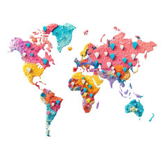 Fototapeta premium Vibrant World Map Artwork with Colorful Markers
