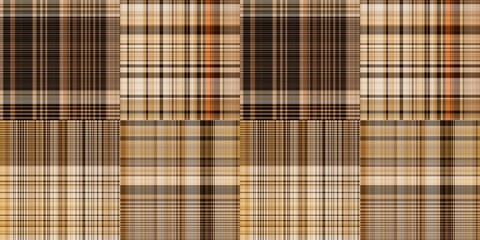 Warm fall gingham tartan check seamless border pattern. Woven classic variegated ombre check ribbon trim. Repeatable banner for washing tape and for fashion edging design