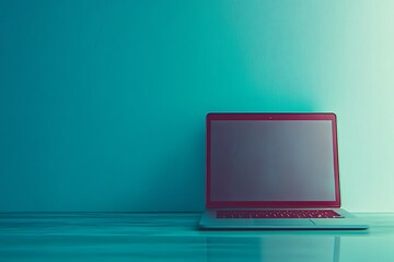 Stylish Modern Laptop on Teal Background