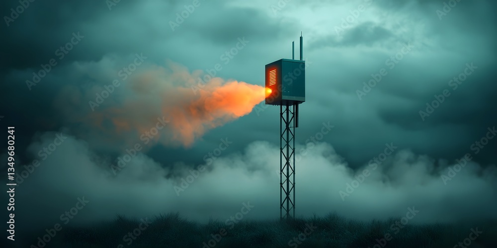 Aufkleber towering state of the art antenna array broadcasting signals into a breathtaking otherworldly sky co