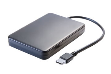 External Hard Disk drive with usb cable isolated on white background. External HDD with usb connector