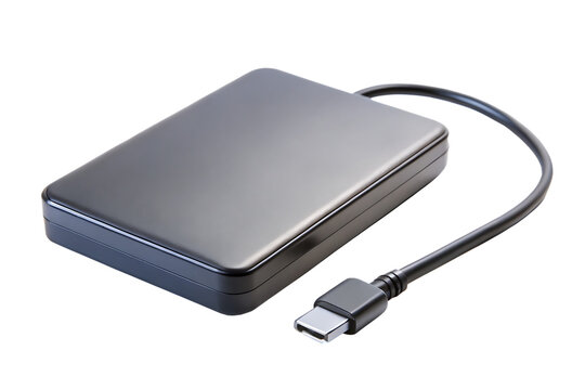External Hard Disk drive with usb cable isolated on white background. External HDD with usb connector