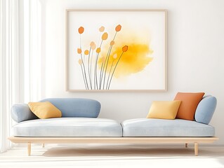 Abstract art for sunlit living room.