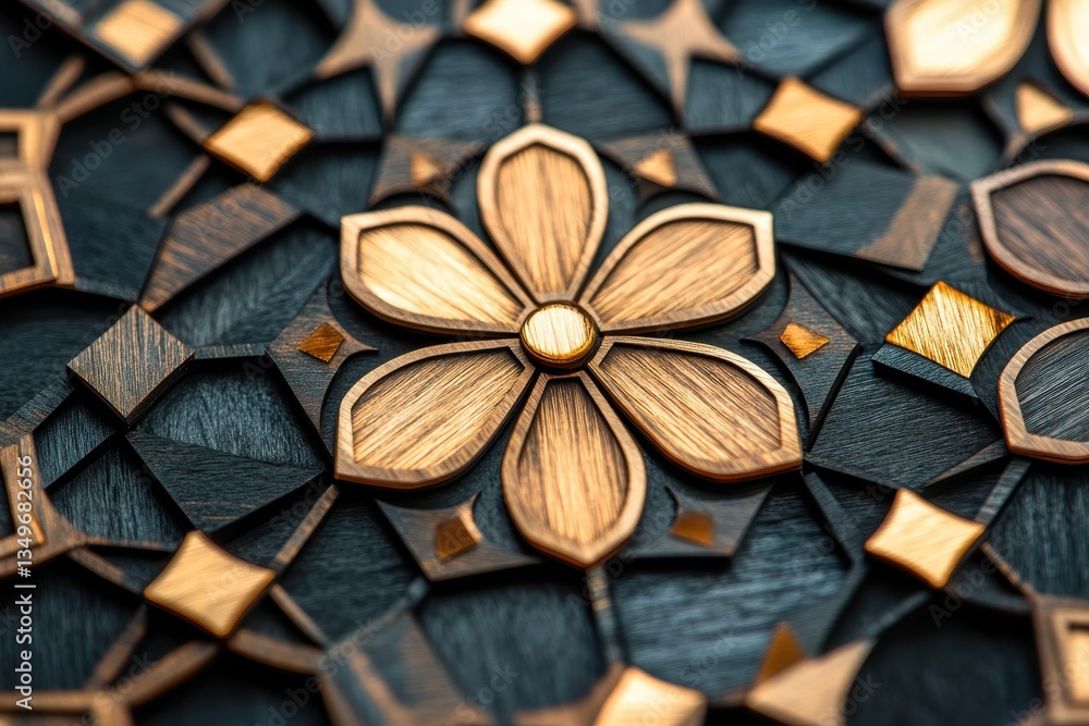 Poster intricate blue geometric patterns showcasing artistry in modern architectural design at a contempora