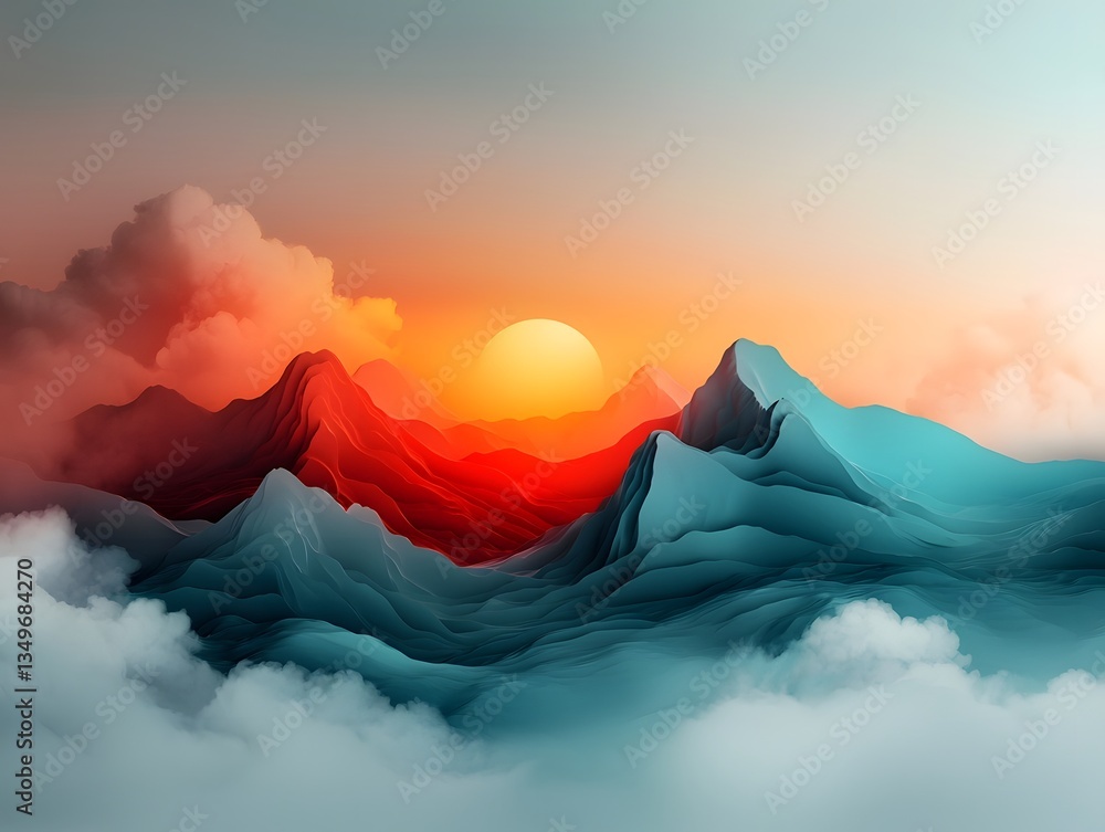 Poster algorithmic weather data landscape with abstract flowing rainfall visualization dynamic topographic 