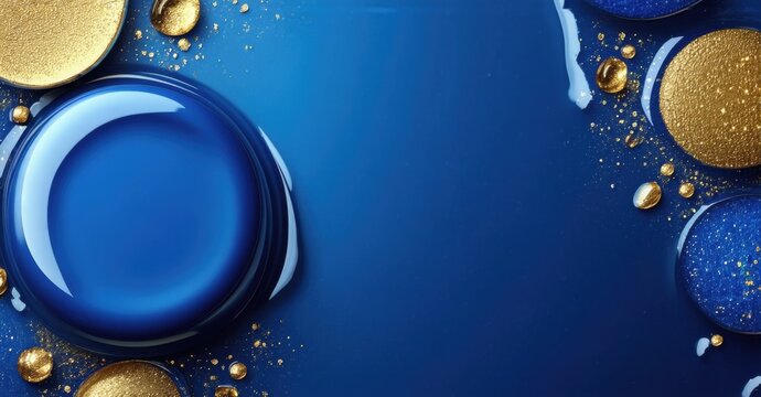 Glossy deep blue and gold home spa and beauty app icon with skincare routine and relaxation realistic detailed glossy style round square shape modern app icon bold vibrant colors