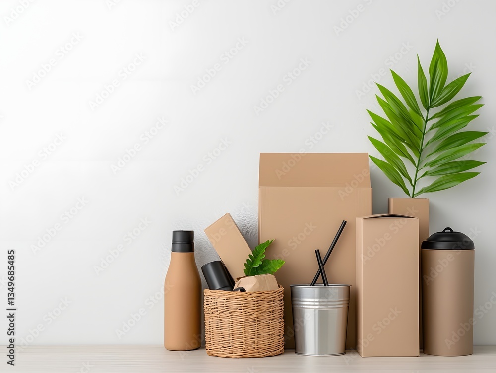 Aufkleber an assortment of storage containers including cardboard boxes wicker baskets and metal crates tastef