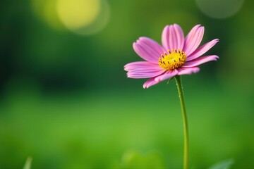 Single stem of a tall grassy flower with dew drops, stem, drops