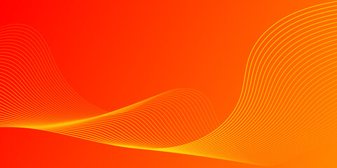 Abstract orange background with flowing wave lines. Glowing wavy lines.