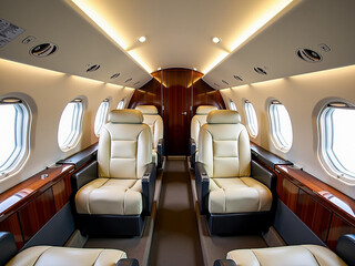 Modern stylish private jet cabin