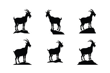 goat standing on rock vector silhouette design