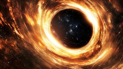 Fiery Cosmic Vortex: A Black Hole's Glowing Embrace