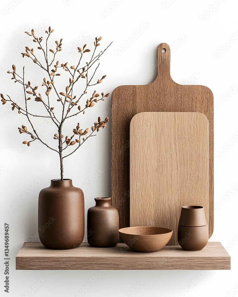 Aufkleber artfully curated flat lay composition showcasing a variety of wooden ceramic and metal storage conta