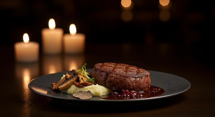 Delectable Gourmet Steak Plated Elegantly with Sides