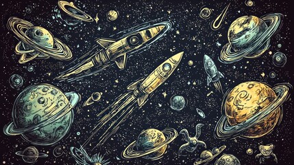 Spacecraft flight through starry galaxy